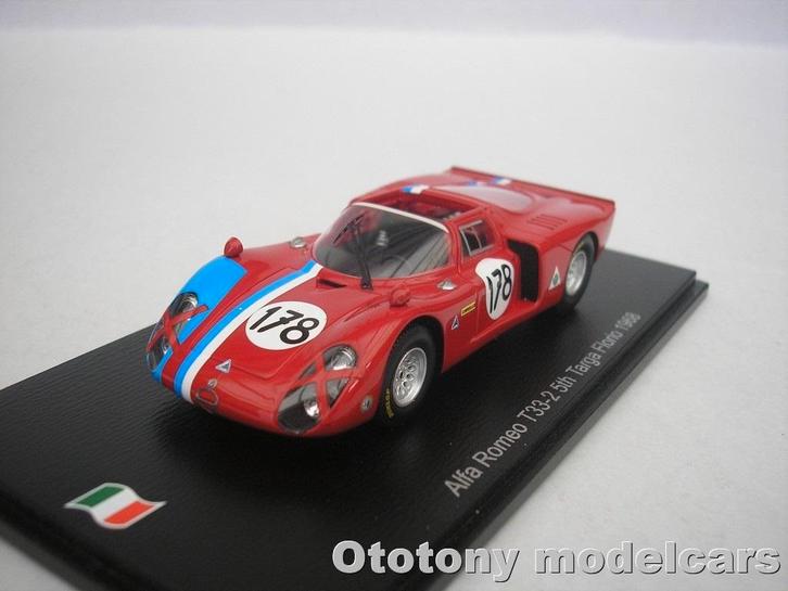 Alfa Romeo T33-2 #178 Targa Florio 68 Slotemaker 1/43 Spark, Hobby en Vrije tijd, Modelauto's | 1:43, Nieuw, Auto, Overige merken