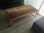 Salontafel van Indonesisch hout en chromen onderstel, Ophalen, Gebruikt, 50 tot 100 cm, Metaal