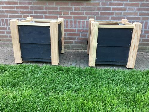 Douglas zweeds rabat plantenbakken zwart 50x50x50, Tuin en Terras, Bloembakken en Plantenbakken, Zo goed als nieuw, Hout, Balkon