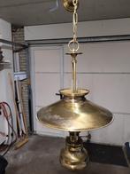 Messing eettafellamp met twee lichtpunten, Huis en Inrichting, Ophalen, Gebruikt, Scheepslamp, Glas