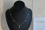 Goudkleurige (925) Flower Moissanite Ketting + certificaat!, Met hanger, Nieuw, Ophalen of Verzenden, Goud