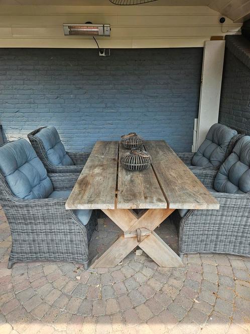 Tuinset met 4 luxe stoelen, Tuin en Terras, Tuinsets en Loungesets, Zo goed als nieuw, Wicker, Ophalen