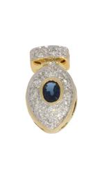 Saffier 16 diamanten fraaie 18k gouden ketting hanger dames, Voordeelsieraden, Ophalen of Verzenden, Zo goed als nieuw, Info@voordeelsieraden.nl