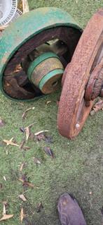 Oude zware houten wagen wielen voor decoratie (brocante), Ophalen, Gebruikt