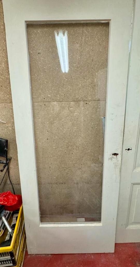 Binnendeur met glas 206x82 Linksdraaiend, Doe-het-zelf en Verbouw, Deuren en Horren, Gebruikt, Binnendeur, 200 tot 215 cm, 80 tot 100 cm