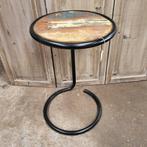 Bijzettafel hout metaal in hoogte verstelbaar, Ophalen, Minder dan 55 cm, Gebruikt, Rond