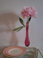Prachtige Fuchsia-Rose slanke vaas "Murano"., Gebruikt, Overige kleuren, Ophalen of Verzenden, Glas