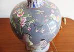 Chinese XXL vaaslamp met vogels. Keramieken vintage lamp, Huis en Inrichting, Ophalen, Overige materialen, O, 50 tot 75 cm