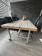 Steiger houten eettafel op wielen, Huis en Inrichting, Tafels | Eettafels, Ophalen, Gebruikt, 200 cm of meer, 50 tot 100 cm
