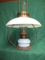 antieke hang olielamp hoogte 61cm met opaline pot, Antiek en Kunst, Antiek | Lampen, Ophalen of Verzenden