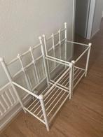 2 Witte Nachtkastjes | Glas & Metaal, Ophalen, 45 tot 65 cm, 70 cm of meer, Glas