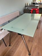 Glazen Ikea bureau 160x80, Ophalen, In hoogte verstelbaar, Gebruikt, Bureau