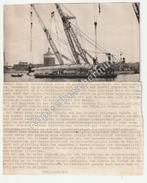 Aanleg waterleidingszinker Nieuwe Maas kranen 1952 persfoto, Gebruikt, Verzenden, Foto, 1940 tot 1960