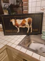 Houten geschilderd paneel van een koe, Ophalen of Verzenden