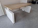 slinger verstelbaar bureau wit eiken blad, Ophalen of Verzenden, In hoogte verstelbaar, Gebruikt, Bureau