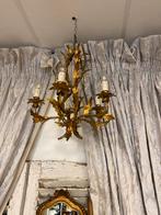 Gouden kroonluchter met bladeren, Huis en Inrichting, Lampen | Kroonluchters, Ophalen of Verzenden, Gebruikt, Metaal