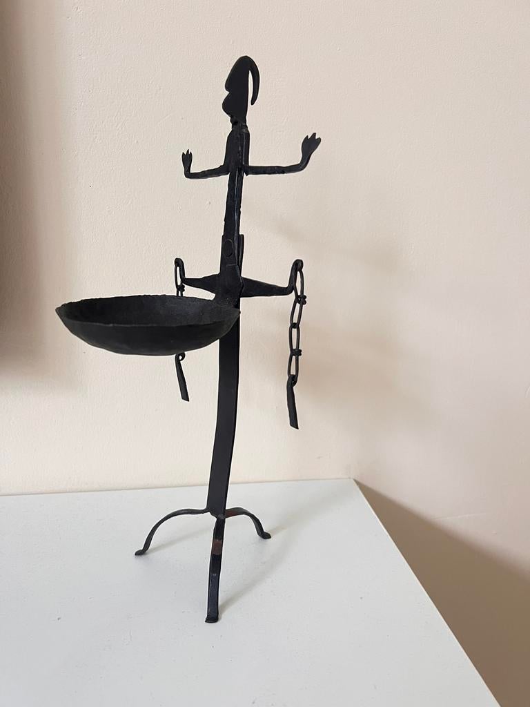 Mali Bambara handgesmede olielamp | Antiek Dogon ijzer, Ophalen of Verzenden