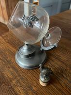 Vinted tinnen en glazen cognac glas met opwarmer van tin, Ophalen of Verzenden