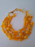 Chunky 4 rijgs Manouk ketting. Geel. Kunststof/glas. 54 cm., Sieraden, Tassen en Uiterlijk, Kettingen, Ophalen of Verzenden, Gebruikt