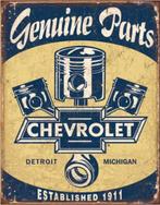 Chevrolet Genuine Parts & Pistons.   Metalen wandbord 31,5 x, Ophalen of Verzenden, Nieuw, Reclamebord