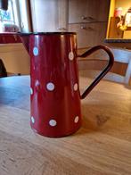 HOGE ROOD MET WITTE STIPPEN EMAILLE BROCANTE KAN, Ophalen of Verzenden