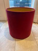 Velours lampenkap rood met gouden binnenkant, Ophalen, 25 tot 50 cm, Rond, Zo goed als nieuw