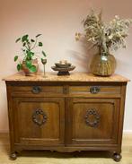 Vintage houten dressoir eiken met terra marmeren blad, Huis en Inrichting, Kasten | Overige, Gebruikt, Ophalen, Vintage