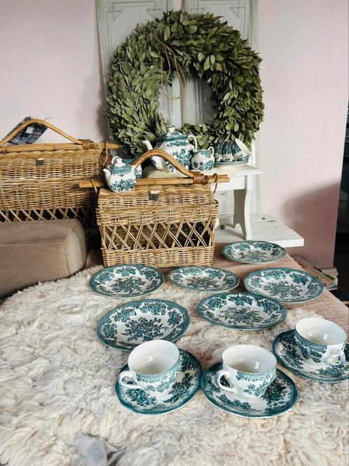 Asiatic Pheasanths Wedgwood Petrol 6 pers ontbijtservies izg, Antiek en Kunst, Antiek | Servies compleet, Ophalen