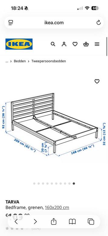 IKEA Tarva Bed Nieuw in Doos (Zonder Lattenbodem) - afbeelding 1
