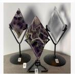 3 x edelsteen ruit op voet, 2 chevron amethist Bergkristal, Nieuw, Ophalen of Verzenden, X, X