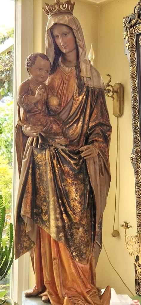 Imposant Maria Beeld (1.30 m) – Papier-maché/Gips – Sfeervol, Antiek en Kunst, Antiek | Religie, Ophalen