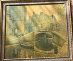 Klassiek Schilderij Stadsgezicht met Gracht, Ingelijst, Gesi, Ophalen