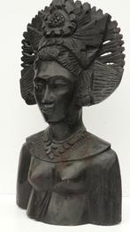 Vrouwenbuste - handgestoken - hout - Indonesië, Ophalen of Verzenden