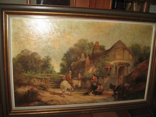 *Prachtig groot gesigneerd antiek schilderij met mooie kader, Antiek en Kunst, Kunst | Schilderijen | Klassiek, Ophalen of Verzenden