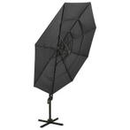 Parasol 4-laags met aluminium paal 3x3 m meerdere soorten, Nieuw, Kantelbaar, Zweefparasol, Ophalen of Verzenden