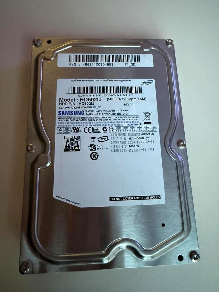 Samsung 500GB HDD - Geteste Harde Schijf, Computers en Software, Harde schijven, Zo goed als nieuw, Desktop, Intern, HDD, Ophalen of Verzenden