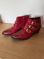 Rode laarsjes met studs & gouden gespen | Vero Cuoio mt 39,5, Kleding | Dames, Schoenen, Vero Cuoio, Lage of Enkellaarzen, Ophalen of Verzenden