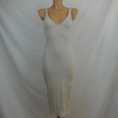 ZARA Witte geribbelde bodycon midi-jurk maat M, Kleding | Dames, Jurken, Zo goed als nieuw, Maat 38/40 (M), Wit, Onder de knie