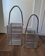 Set van 2 RVS Lantaarns met Leren Handvat, Ophalen of Verzenden