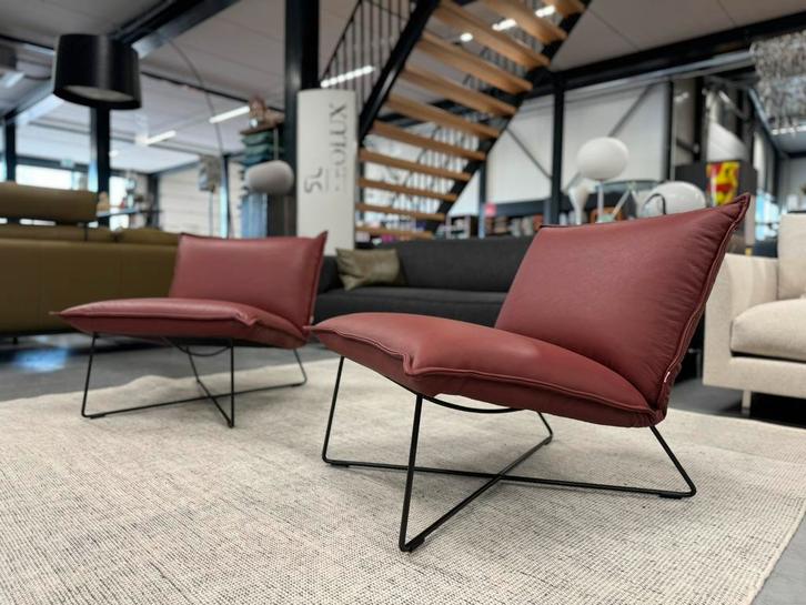 2 Nieuw Jess Design Earl Fauteuils Red Toledo leer Stoel, Huis en Inrichting, Fauteuils, Nieuw, Leer, 50 tot 75 cm, 75 tot 100 cm