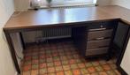 Stalen bureau met houten blad + Tafel, Gebruikt, Ophalen, Bureau