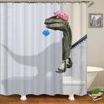 Dinosaurus Douchegordijn / Douche Gordijn Badkamer Dino Wit, Ophalen of Verzenden, Nieuw, Wit, Overige typen