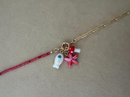 Gouden schakel bedel ketting visje zeesterren ibiza hippie, Sieraden, Tassen en Uiterlijk, Kettingen, Nieuw, Overige kleuren, Met hanger