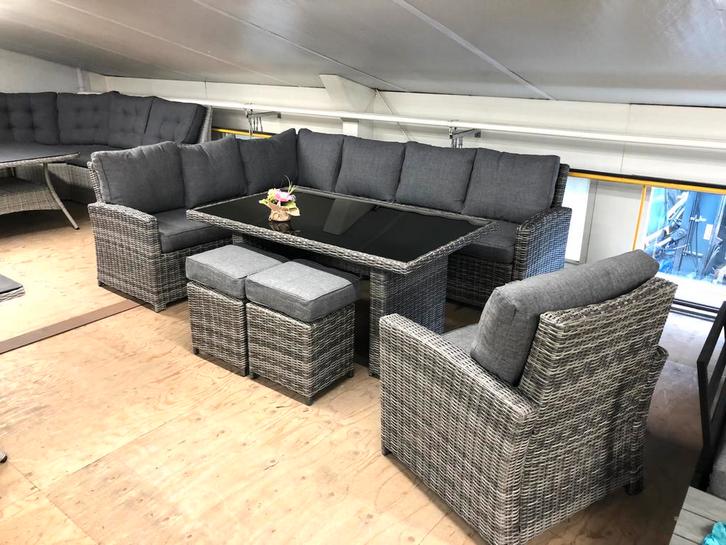 Dining loungeset Wicker hoekbank stoel krukjes, Tuin en Terras, Tuinsets en Loungesets, Nieuw, Wicker, Stoel, Ophalen