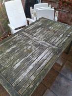Gratis tuintafel met 4 stoelen, Tuin en Terras, Ophalen, Gebruikt, Rechthoekig, Hout