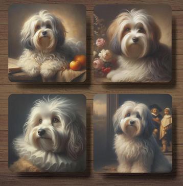 Havanezer Rembrandt stijl onderzetters met houder beschikbaar voor biedingen