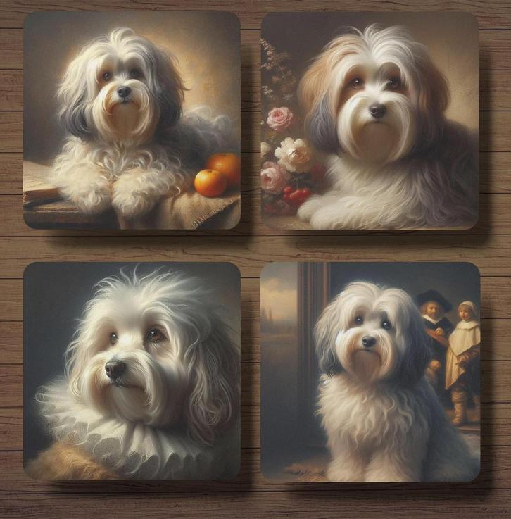 Havanezer Rembrandt stijl onderzetters met houder, Huis en Inrichting, Woonaccessoires | Onderzetters, Nieuw, Glas of Kopje, Ophalen of Verzenden