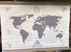 Wereldkaart op linnen afgedrukt (125 x 75 cm), Wereld, Ophalen of Verzenden, Zo goed als nieuw, Landkaart