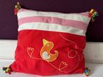 Kussen rood, roze, wit met vogeltje 40 x 35 cm ZGAN, Ophalen, Zo goed als nieuw, Rood, Vierkant