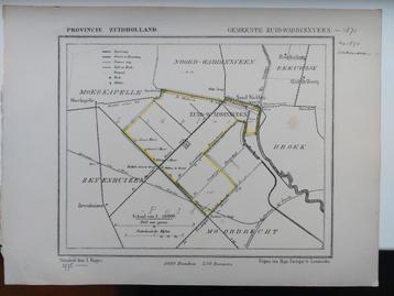 212 / Zuid Waddinxveen Litho van J. Kuyper uit 1867 beschikbaar voor biedingen